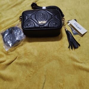 NWT $310 Valentino Orlandi With Additional Wallet Black Quilted Vegan Leather